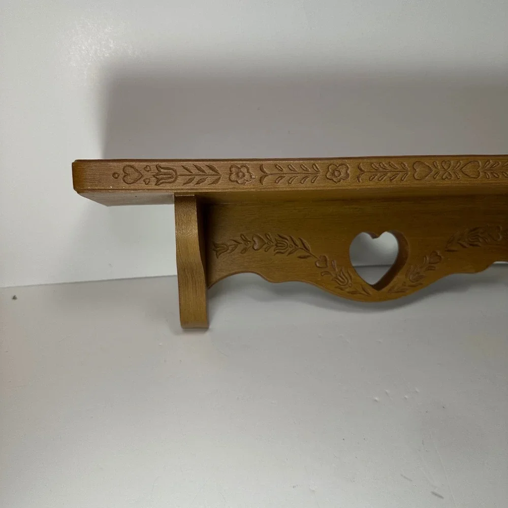 Vintage 1986 Burwood Products Co Heart Wall Shelf Faux Wood Country Cottage